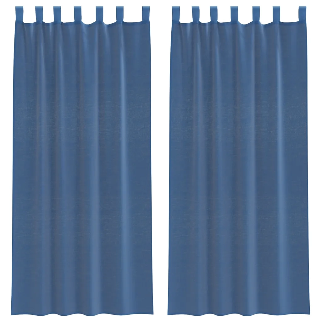 Tende in Voile con Passanti 2 pz Blu Reale 140x245 cm 4102304
