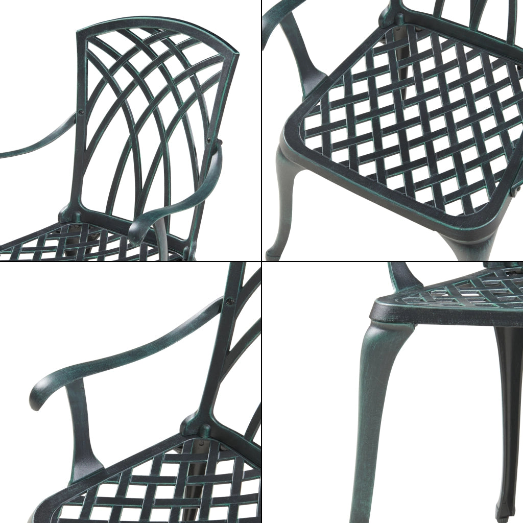 Set da Bistrot Vena in Alluminio 2 Sedie e Tavolo Rotondo - Grigio Scuro con Patina Verde casa.pro