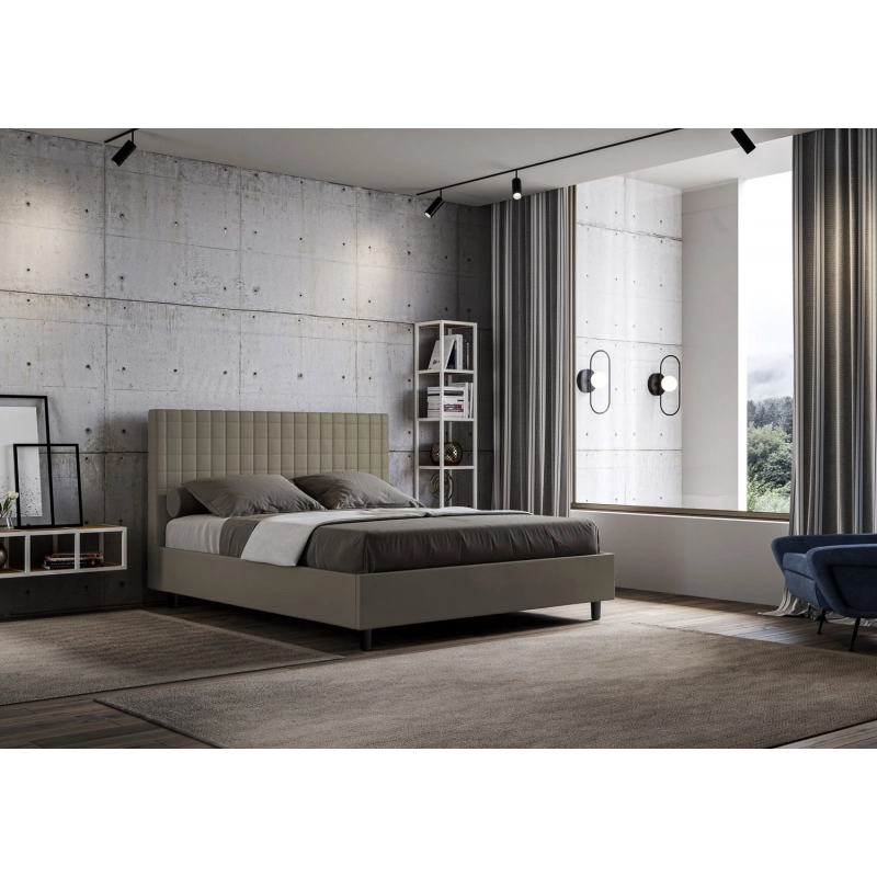 Letto imbottito Matrimoniale 160x190 cm Sunny - Similpelle,Cappuccino,Contenitore