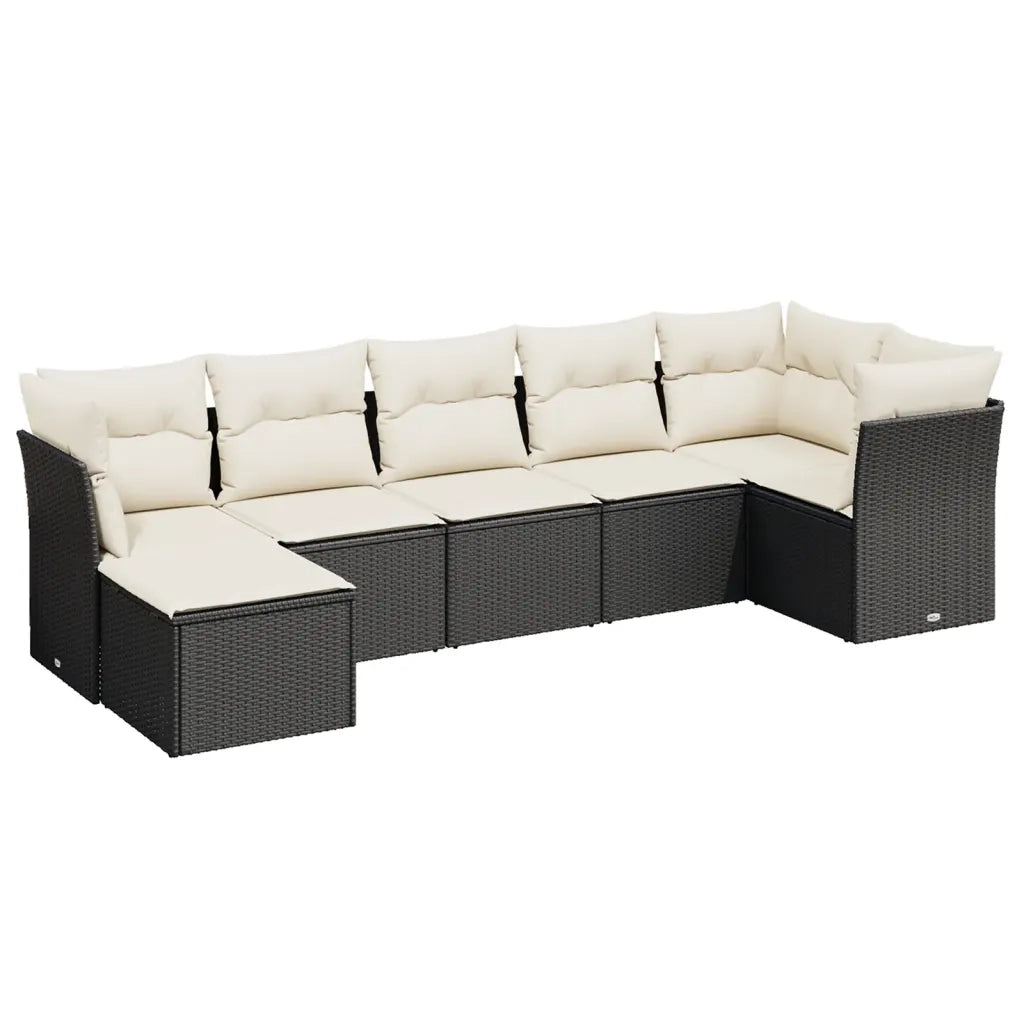 Set Divani da Giardino con Cuscini 7pz Nero Polyrattan 3263192