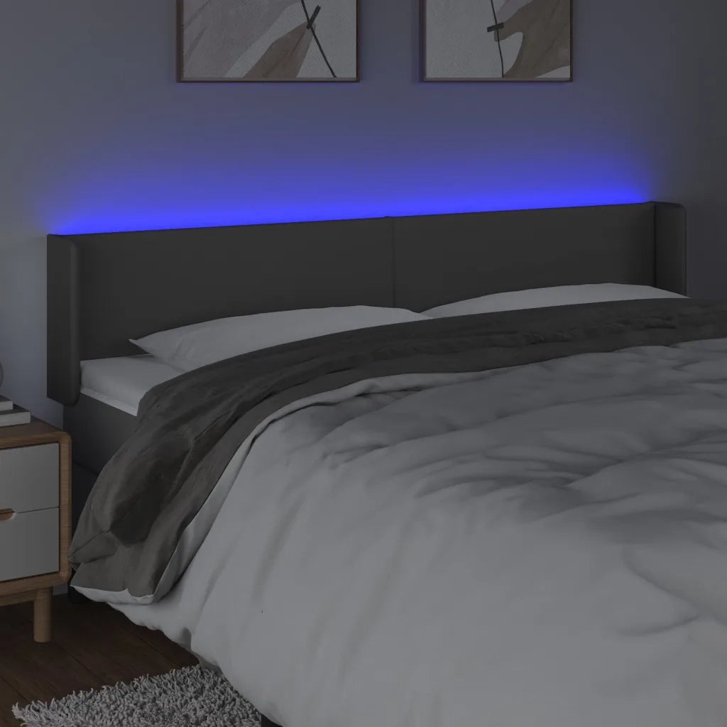 Testiera a LED Grigio 203x16x78/88 cm in Similpelle 3123068