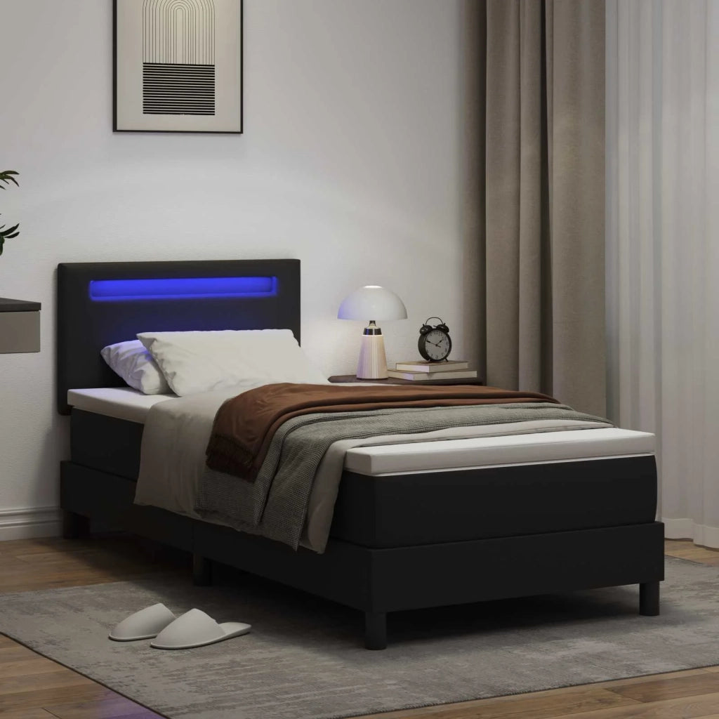 Letto a molle con materasso Nero 100 x 200 cm Pelle sintetica 3339036