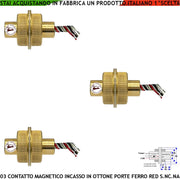 Allarme Contatto Magnetico a Cilindro In Ottone da Incasso 3 Pezzi Sensore Reed Scambio Rileva Posizione Cancello in Ferro Campo 20 mm 5 Fili 3 C.NC.NA 2 Tamper Max 30 V 10W Fissaggio ad Incasso IP65