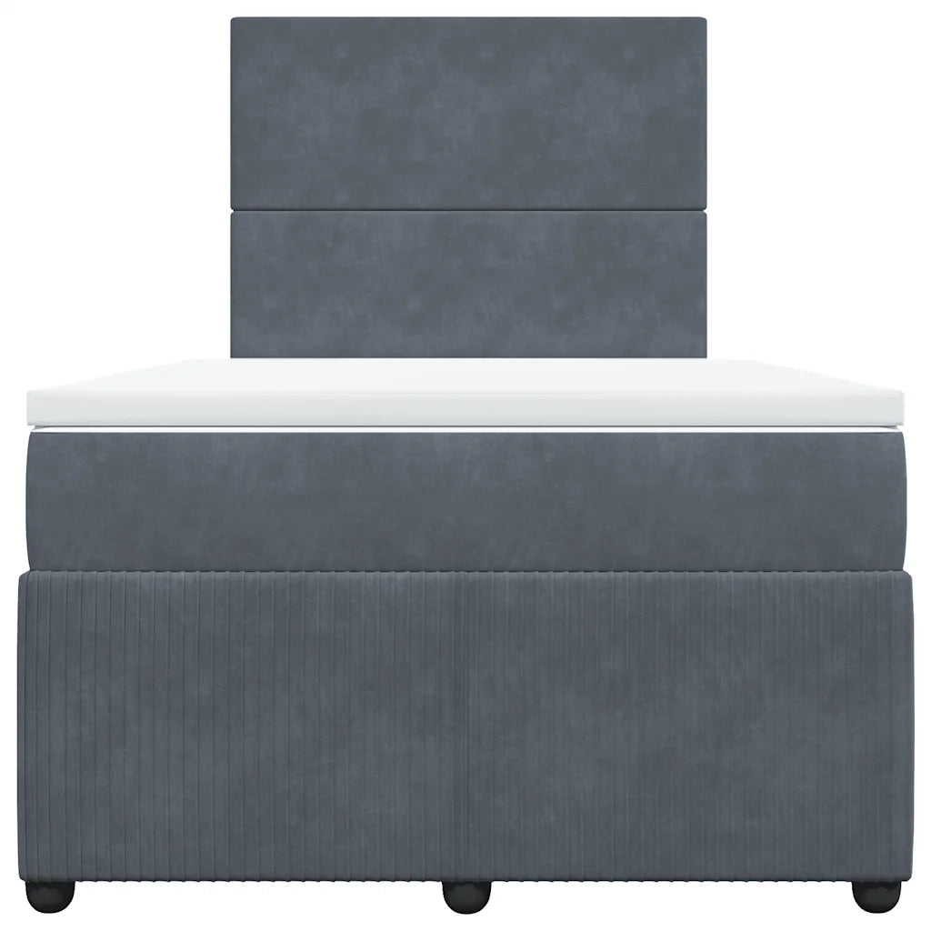 Giroletto a Molle con Materasso Grigio Scuro 120x200 cm Velluto