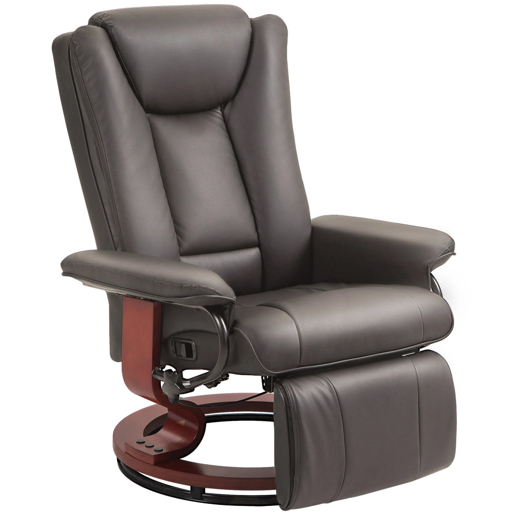 Poltrona relax girevole 360° in pelle sintetica marrone con funzione reclinabile fino a 135°