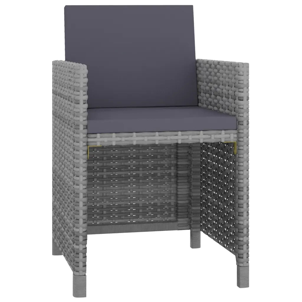 Set da Pranzo da Giardino 9 pz e Cuscini Polyrattan Antracite cod mxl 34584