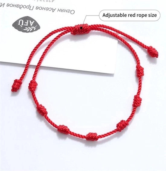 Set di 4 bracciali in corda rossa intrecciata - Bracciali di amicizia con bracciali di fortuna - Bracciali personalizzati semplici - Unico modello.