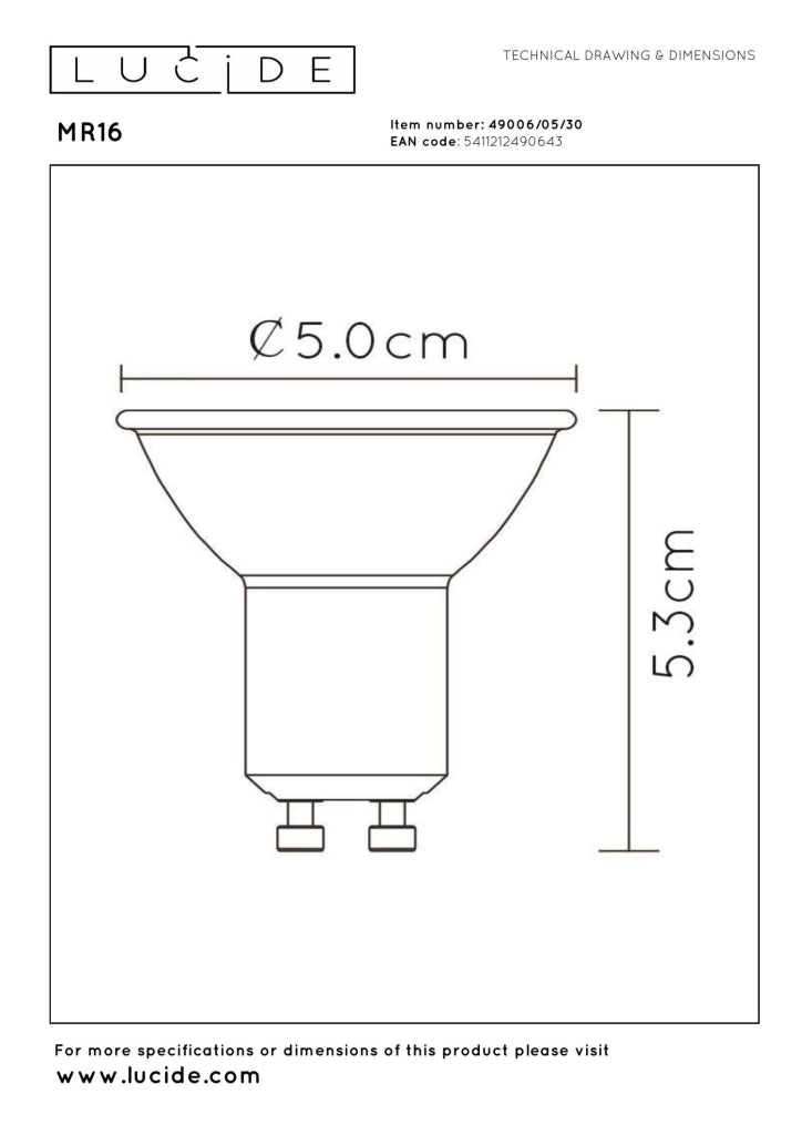Lampadina LED riflettore GU10 5W 3000K 320lm Lucide
