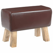 panca 60 x 30 x 45 cm Pelle Vera Marrone Scuro 42042105