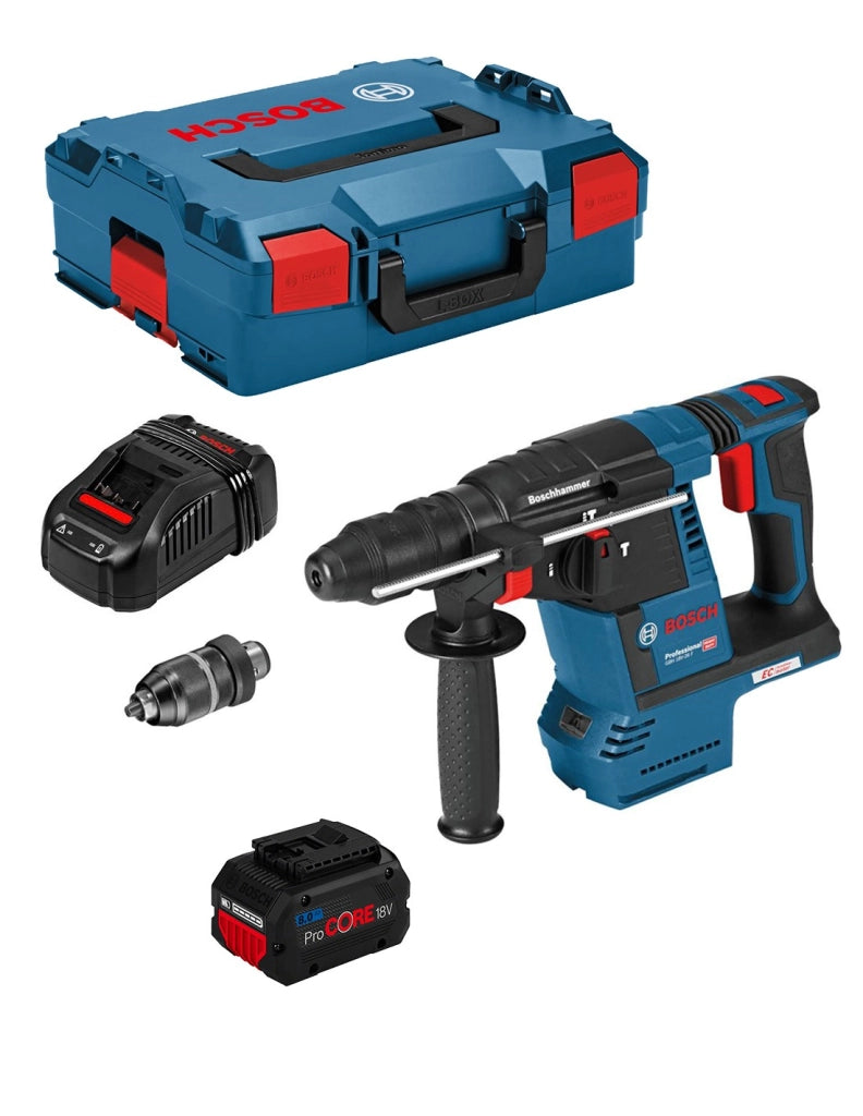 Martello Perforatore BOSCH GBH 18V-26 F (1 x 8,0 Ah ProCORE + GAL1880CV + L-Boxx 136)