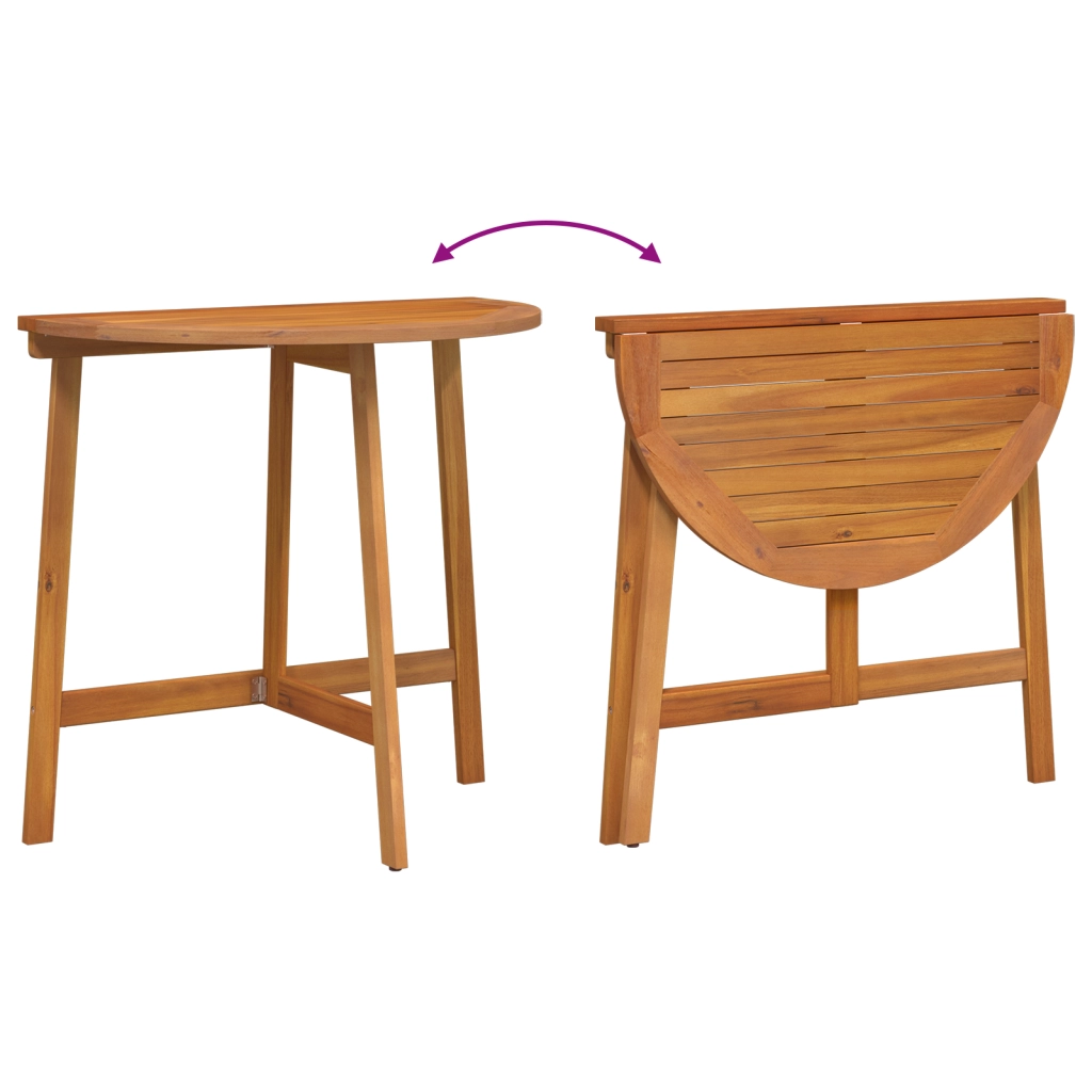 Set Bistro Pieghevole da 3 Pezzi in Legno Massello di Acacia