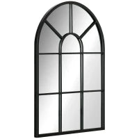 Specchio Moderno a Parete e a forma di Arco 70x50 cm per Camera da Letto e Soggiorno, in Metallo Nero e Vetro