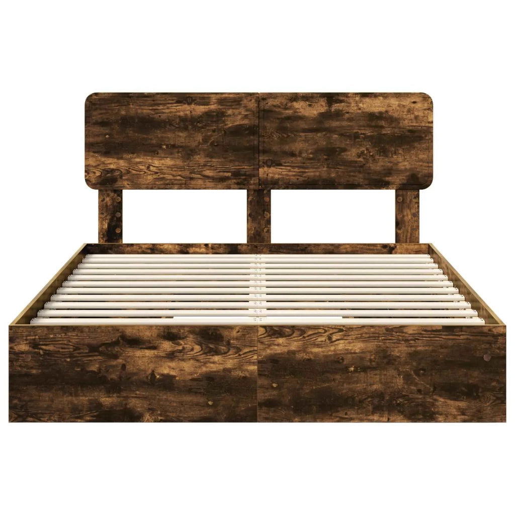 Letto con Contenitore con testiera Rovere fumé 160 x 200 cm 3412259