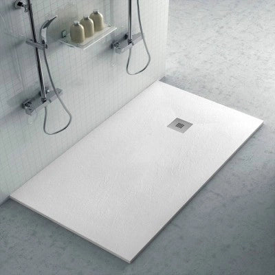 Piatto doccia in resina 80x160 Karen bianco pietra completo di kit scarico