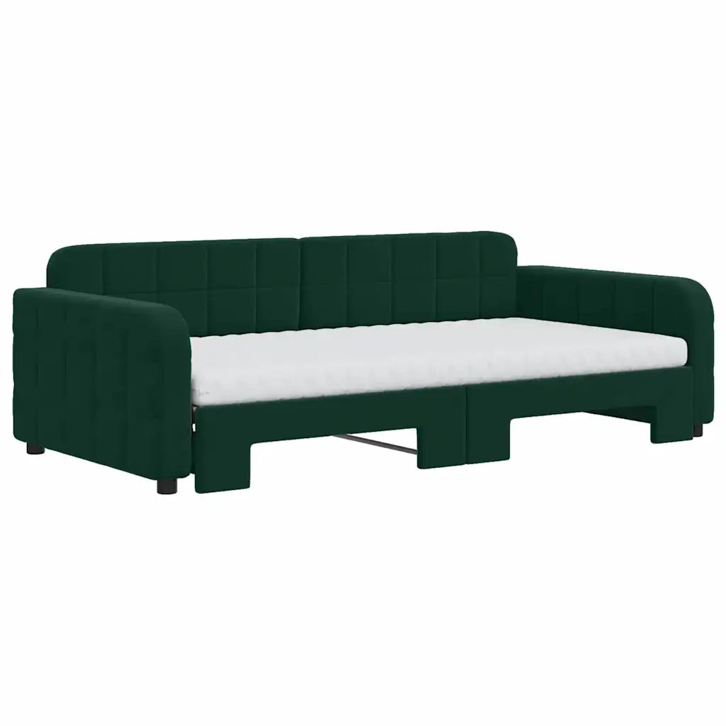 Divano Letto Estraibile Materassi Verde Scuro 100x200 Velluto