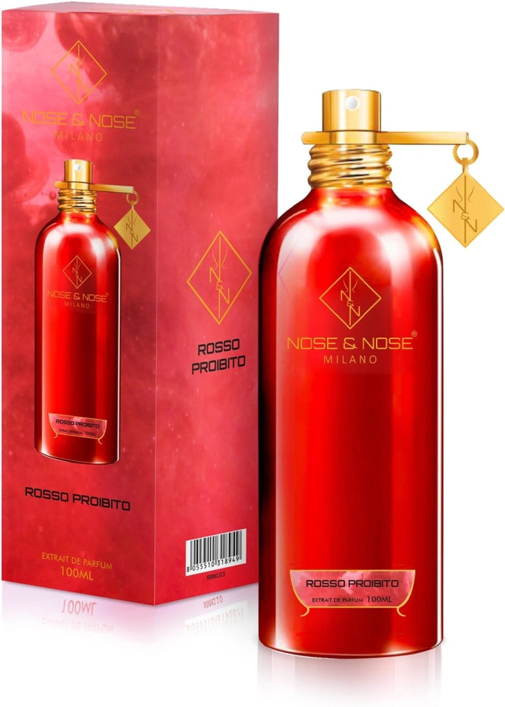 Nose & Nose Milano Rosso Proibito Profumo Unisex 100 ml – Extrait de Parfum 30% Essenza Pura, Ispirato a Hypnotic, Fragranza Intensa e Persistente