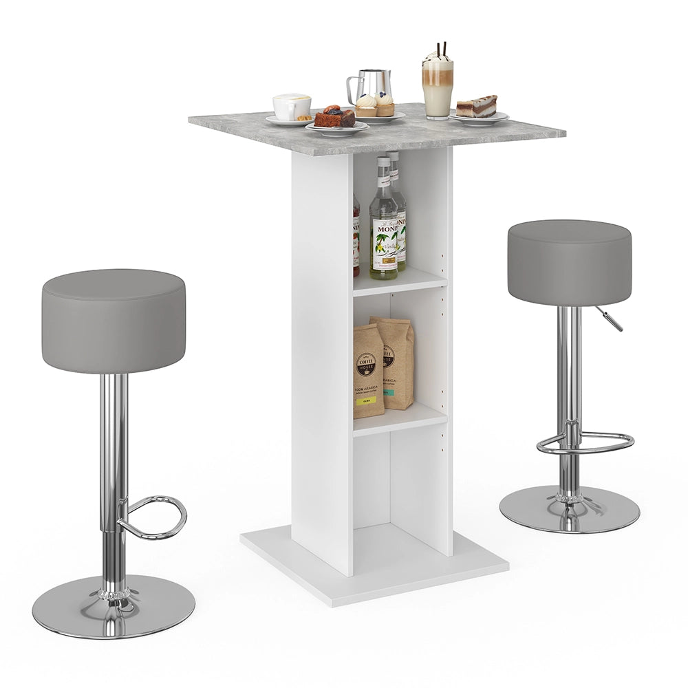 Vicco Tavolo bar con sgabelli Calcestruzzo 70 x 70 cm con 2 sgabelli da bar