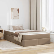 Letto con contenitore e materasso 2 pcs Cappuccino Pelle