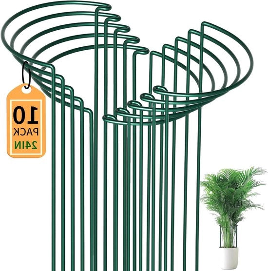 10 pezzi di sostegno per piante a forma semicircolare in acciaio antracite - 60 cm di altezza - 30 cm di diametro, supporto per piante fermo con filo di acciaio di 5 mm - per piovanze, fiori e piante di bosco