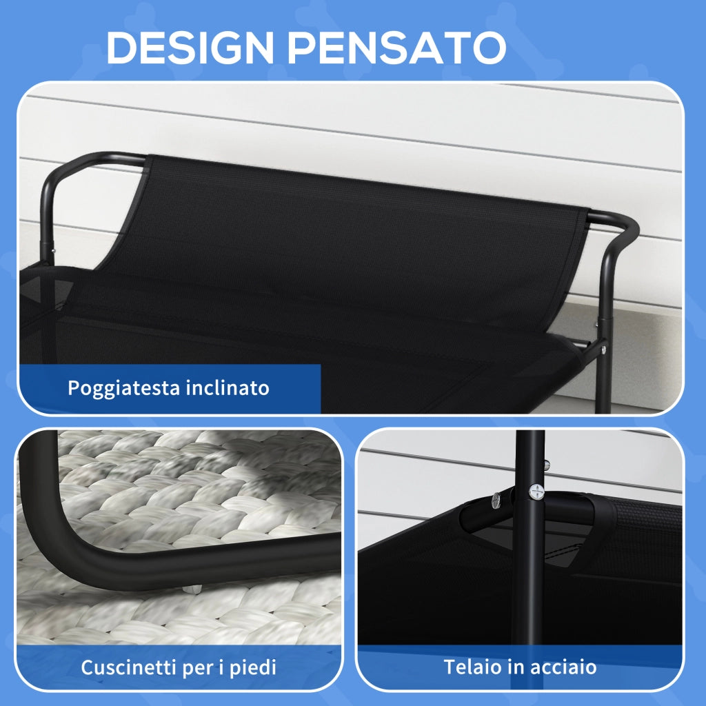 Lettino per Cani Rialzato con Poggiatesta ¨C zephmum ¨C 106x81x33 cm Nero