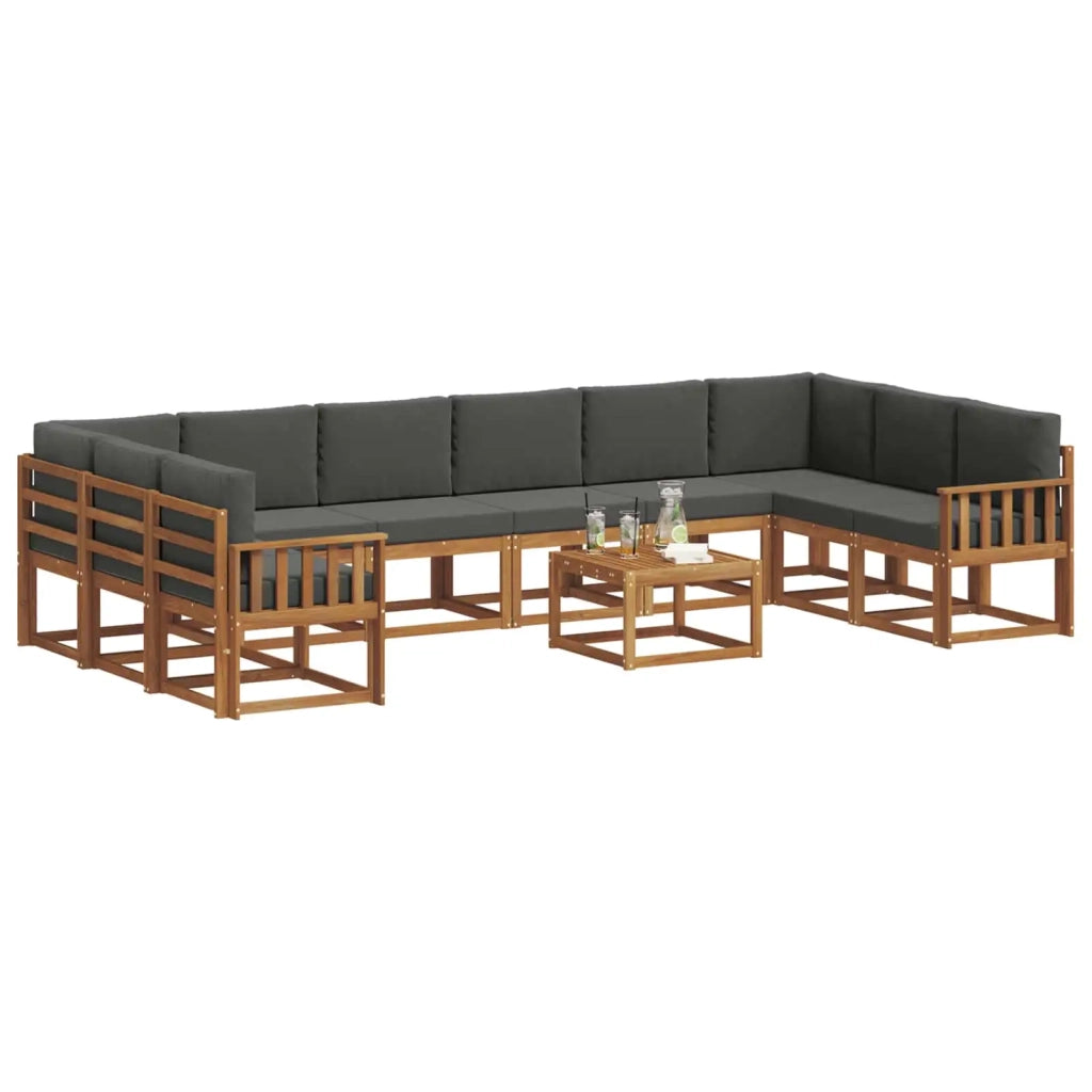 Set di divani da esterno 11 pcs Naturale e Antracite