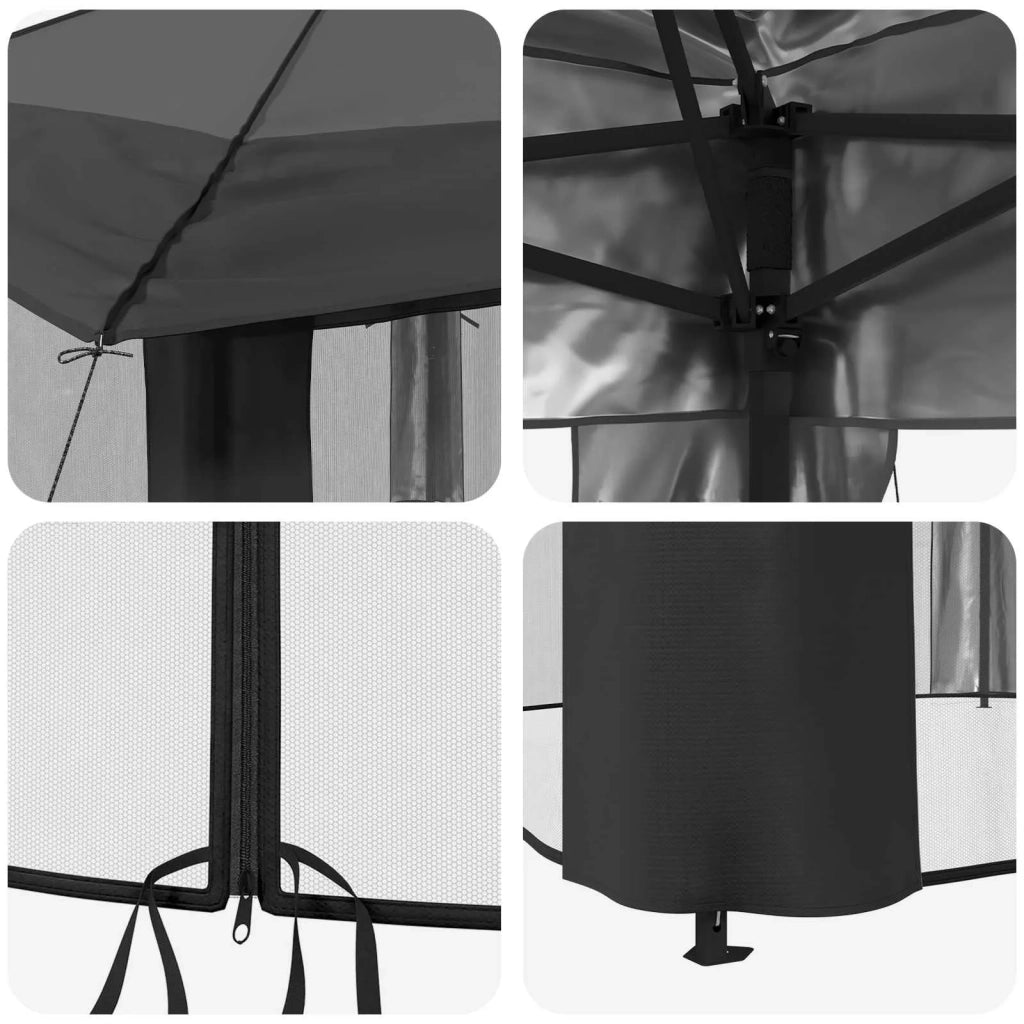 Gazebo con 4 Pareti Laterali 4 x 4 m Grigio chiaro e Antracite 42036822
