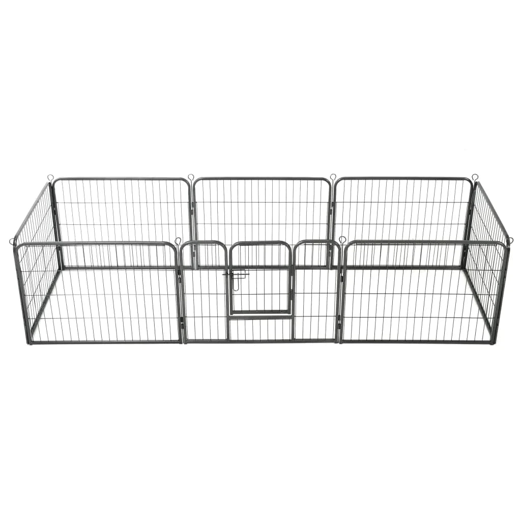 Recinto per cani 8 pannelli in acciaio 60 x 80 cm recinto per cani nero 02_0000566