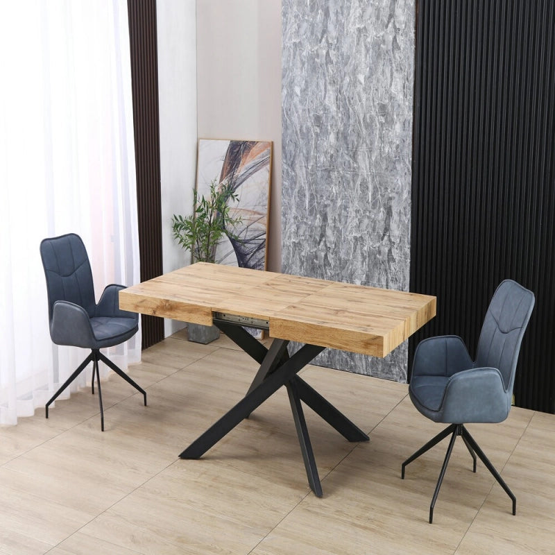 Tavolo Belinda allungabile piano colore rovere e struttura colore nero