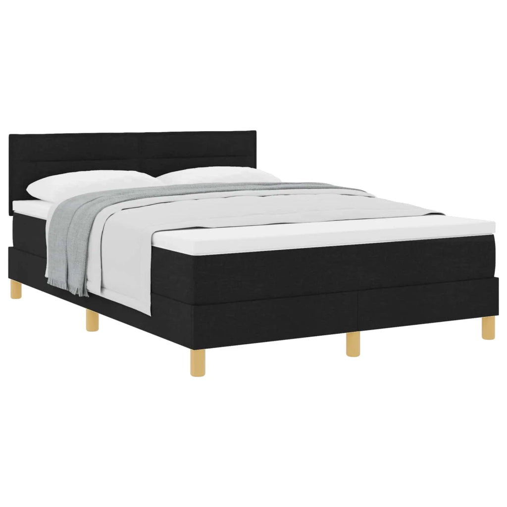 Letto a molle con cuscino Nero 140 x 190 cm Tessuto