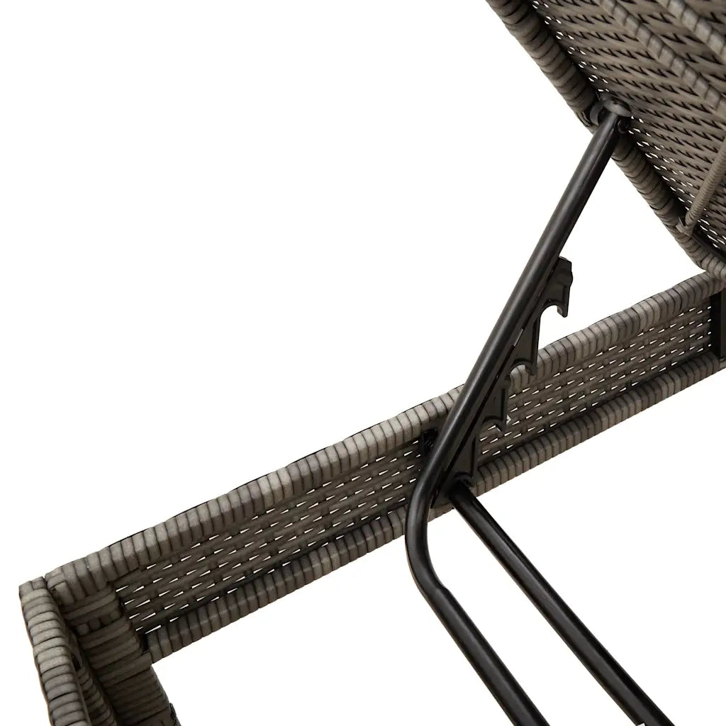 Lettino Prendisole | Sdraio da giardino | Lettino da sole con Cuscino Grigio 55x200x44cm in Polyrattan