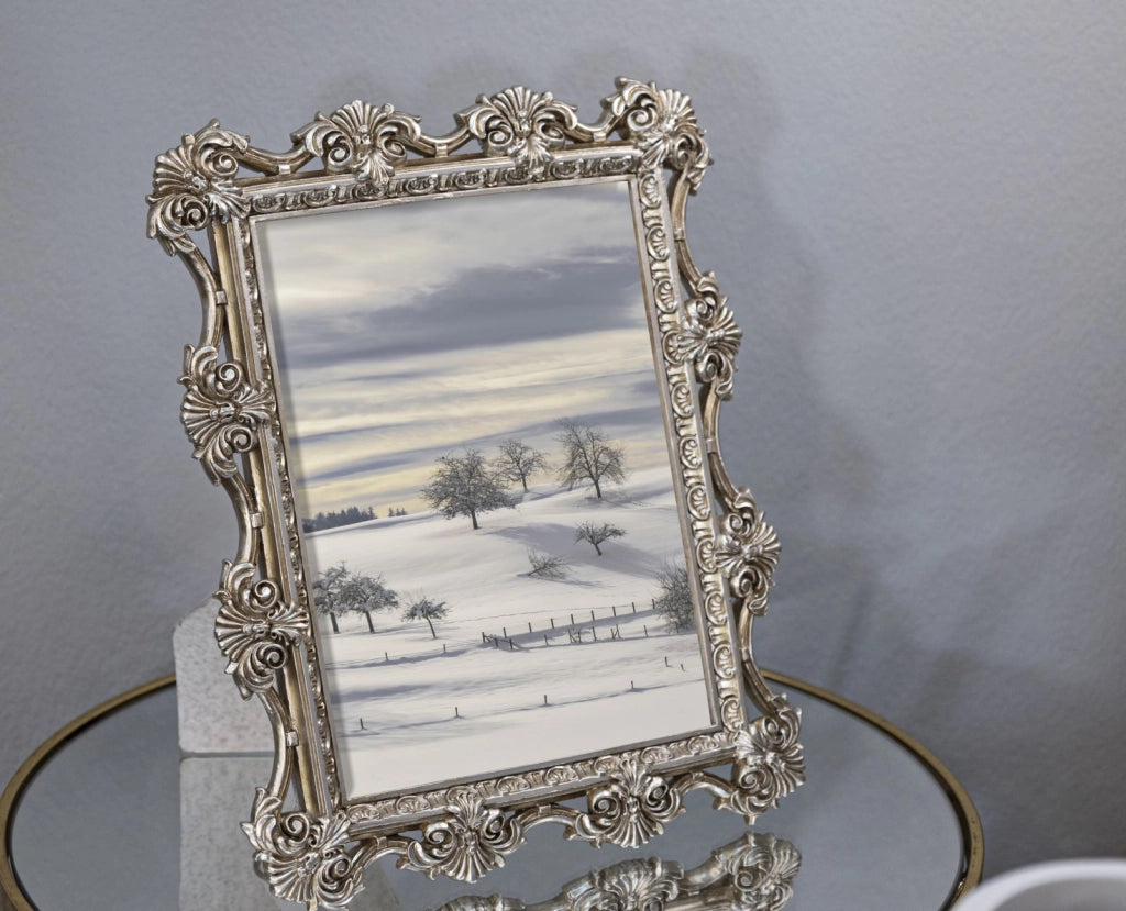 Cornice Florence 21,5x2x26,8 cm in Resina e Vetro Argento