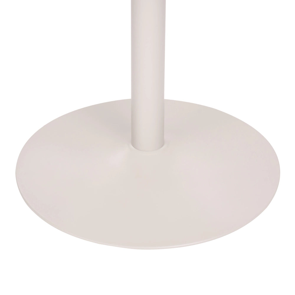 Tavolo da pranzo e da cucina rotondo in stile boho con piano in MDF (ø 90 cm), base in ferro verniciata a polvere e impiallacciatura in beige chiaro
