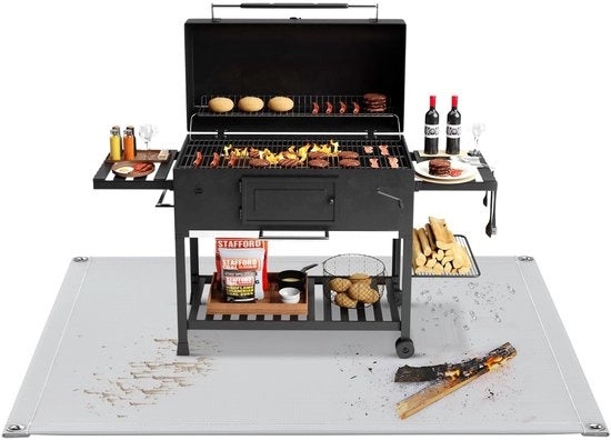 Grillmatta per Buitengrill, 87 cm x 87 cm, Piatto Vantaggio per BBQ e Haardkachel, Protezione per Barbecue Impermeabile per Esterno, Giardini, Terrazze e Pergole