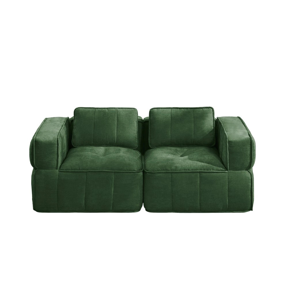 Divano angolare 2 posti ¨C Minimal ¨C Verde velluto morbido senza gambe