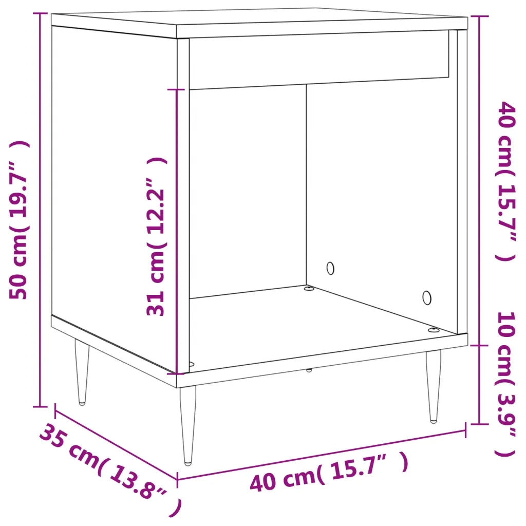Set di 2 Comodini | Armadio da Notte | Mobiletto da notte Neri 40x35x50 cm in Legno Multistrato