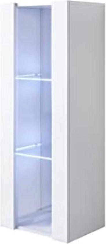 Comodino con illuminazione a led - Comodini salotto - Cassettone - Bianco - 29D x 40P x 126Hcm