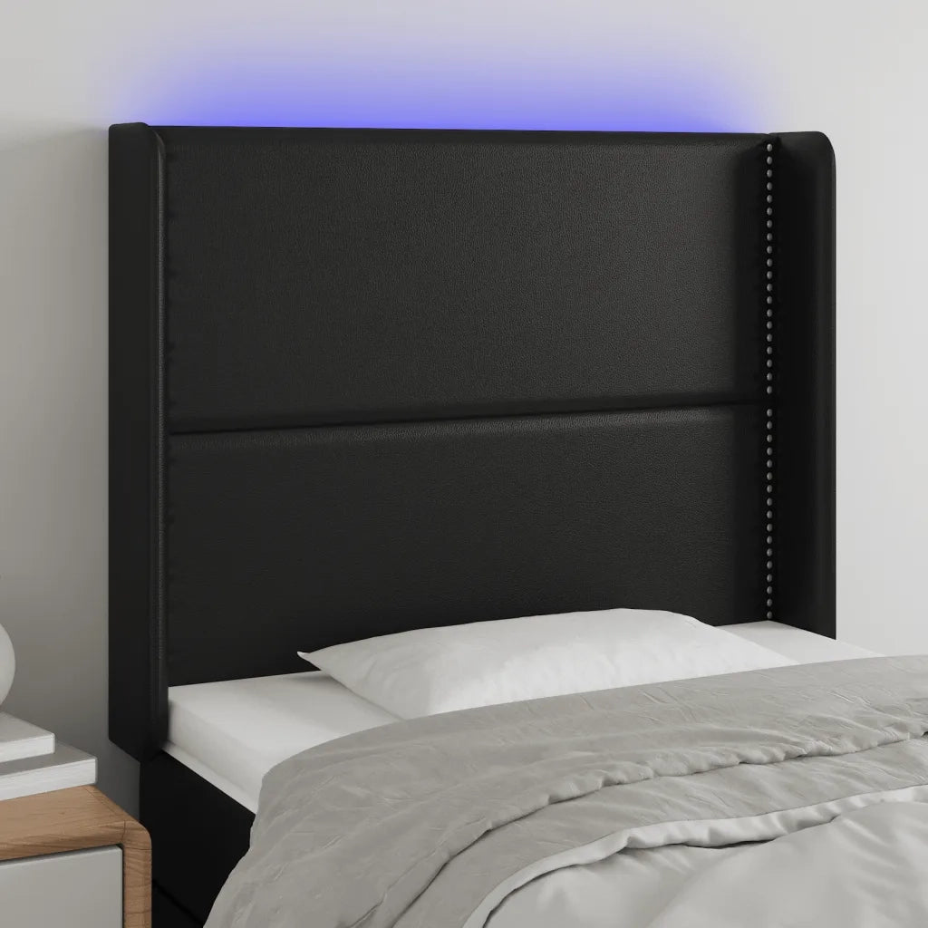 Testiera a LED-Testata con LED nero 93x16x118/128 cm in Similpelle 705904