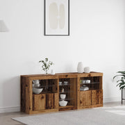 Credenza con luci LED Legno invecchiato 162x37x67 cm Legno ingegnerizzato