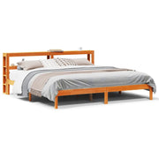 Letto matrimoniale | Letto per adulti | Giroletto con Testiera Marrone Cera 200x200 cm Massello Pino