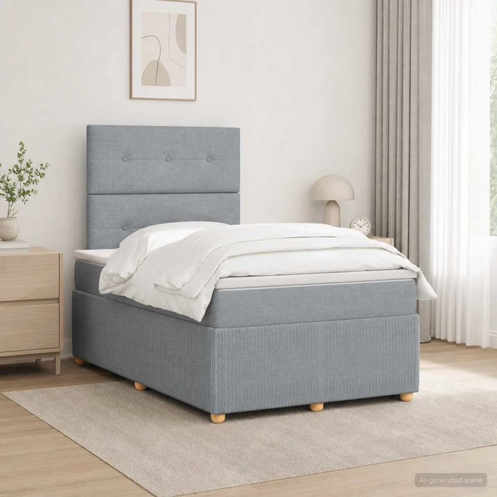 Letto Box Spring LED con Materasso Grigio Chiaro 120 x 200 cm 3455832