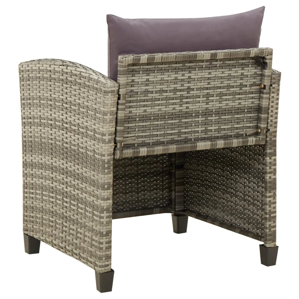 Sedia da Giardino con Cuscini in Polyrattan Grigio cod mxl 23224