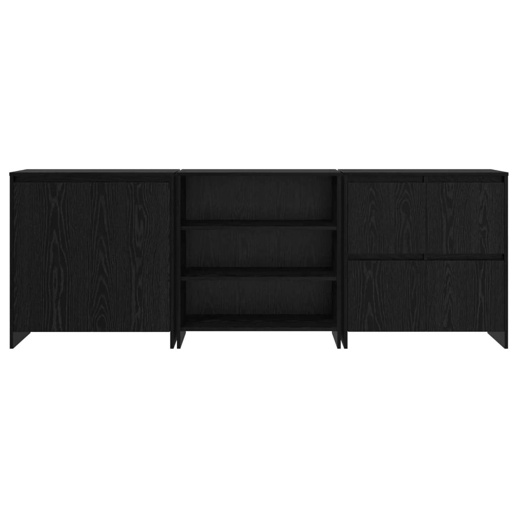 Credenza 3 pcs Rovere Nero 70 x 41 x 75 cm Legno multistrato 3393157