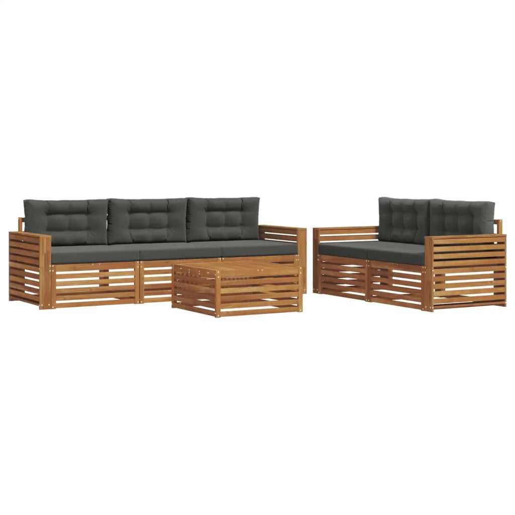 Set di divani da esterno con cuscino 6 pcs Naturale e Antracite