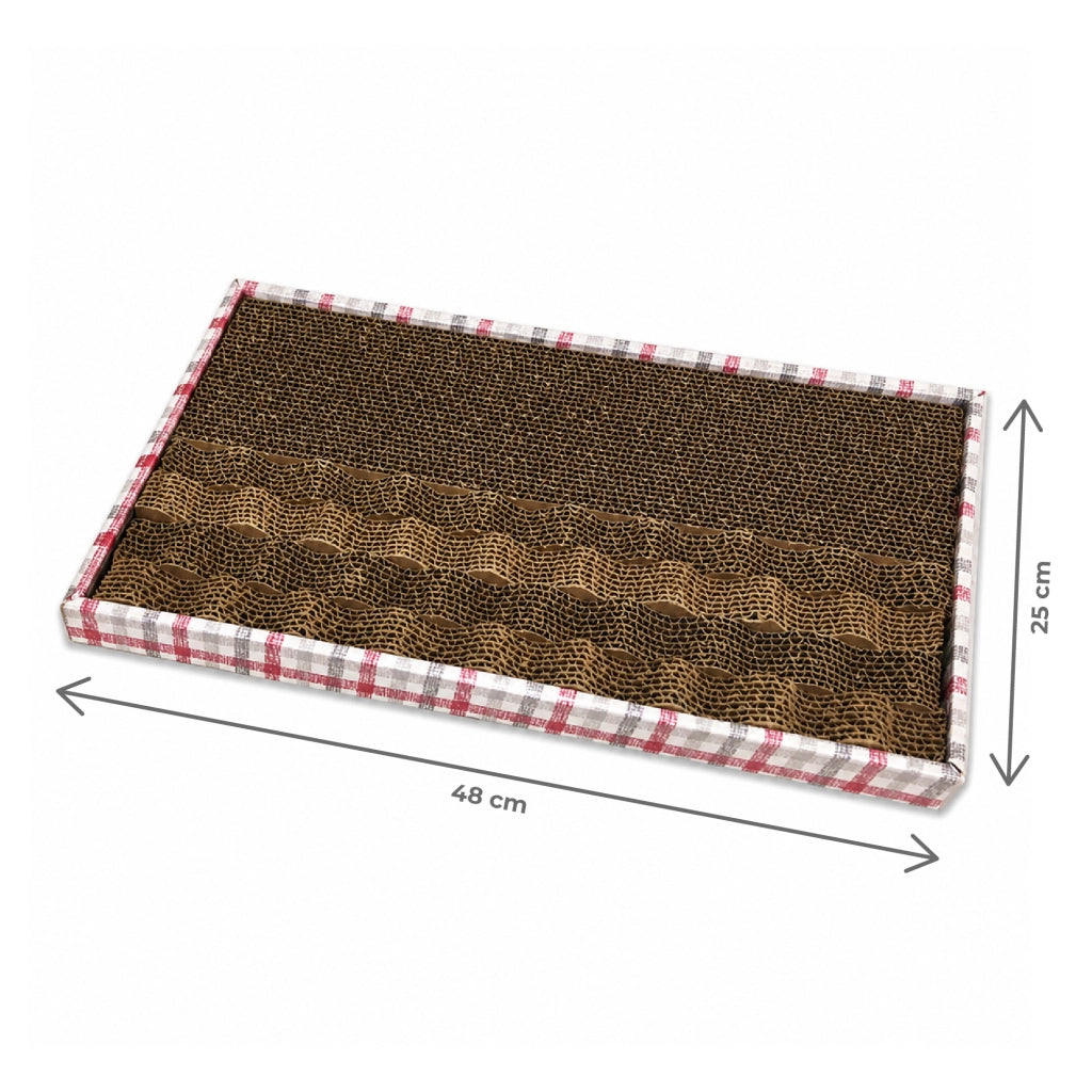 Set 2 Tiragraffi per Gatti in Cartone Ondulato 48x25 cm, Tavoletta Graffiatoio Reversibile, Protegge Mobili e Divani, Design Compatto e Resistente