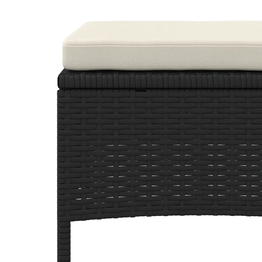 Divano Giardino 2 Posti con Tavolo e Sgabelli Nero Polyrattan