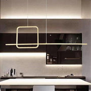 Trade Shop - Lampadario A Sospensione Led 48w Design Quadrato Linea Oro Ip20 Cucina Luce 6500k 33528 -