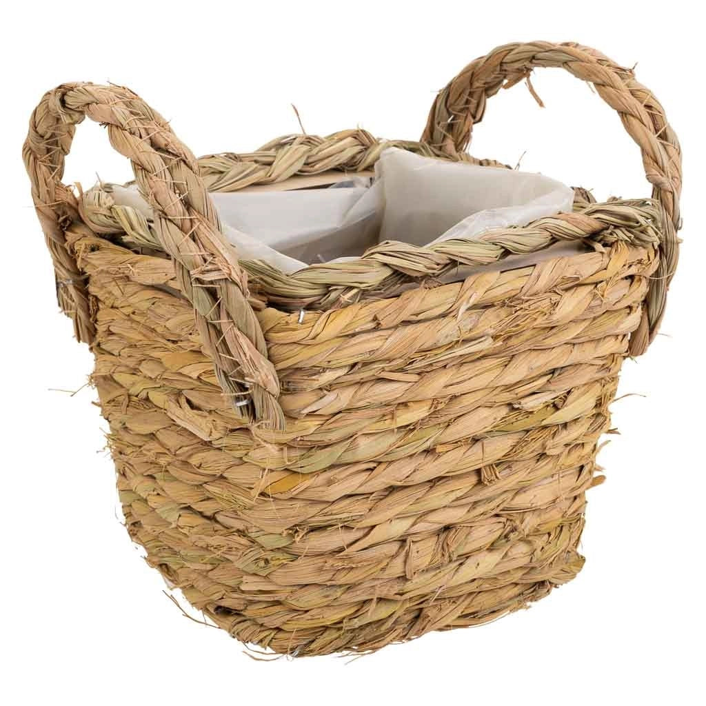 Cesto in corda intrecciata marrone 14x14x12h