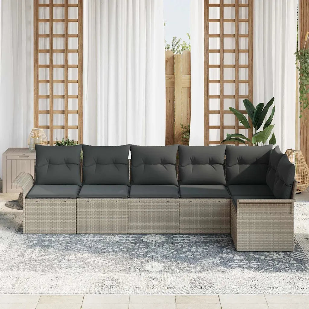 Set Divano da Giardino 6 pcs Grigio chiaro polyrattan 3354051