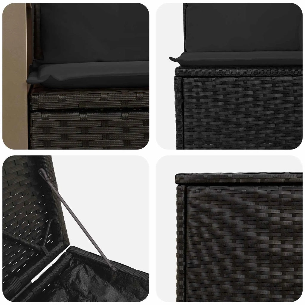 Set di divani 5 pz Nero Rattan sintetico e Acciaio 3447956