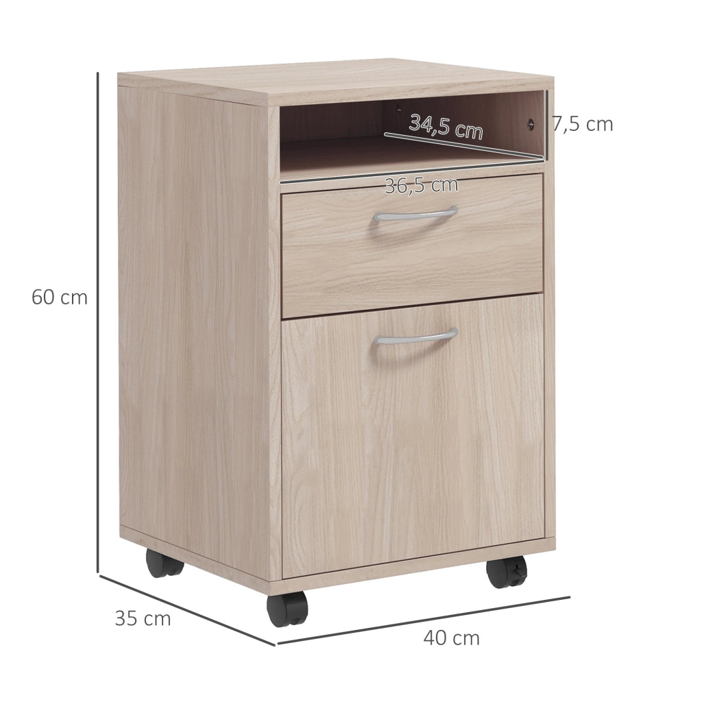 Scrivania con cassetto e ruote ¨C zephmum ¨C quercia 40x35x60 cm